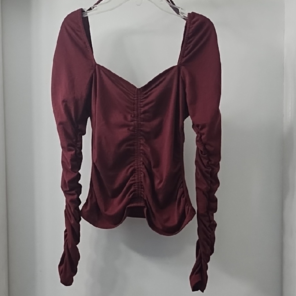 Kingston Maroon Ruched Blouse